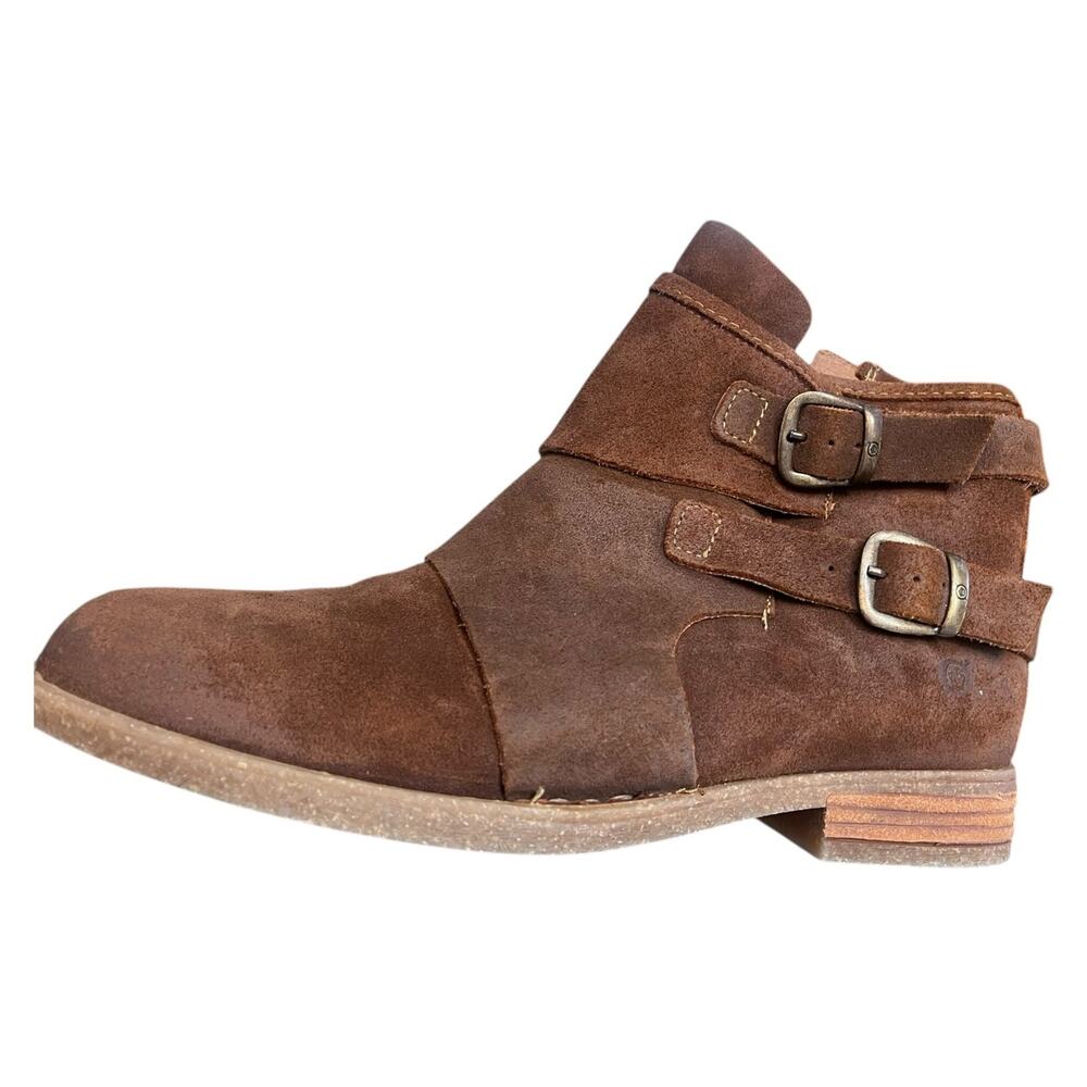 Born MORAGA Distressed Suede Booties Buckle Ankle Boot | Sz 9 Brown NEW - Picture 4 of 16